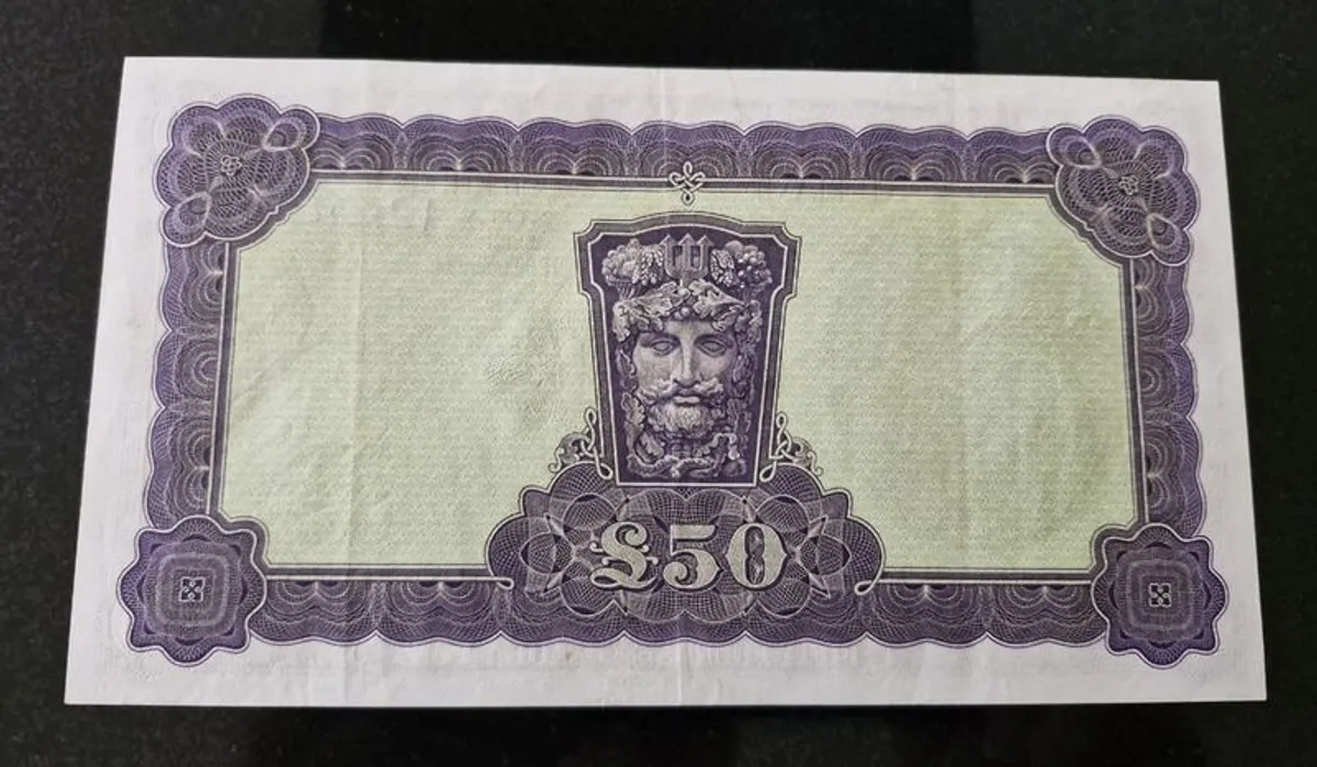 Central Bank of Ireland 50 Pounds 1977 Lady Lavery Banknote - Image 3