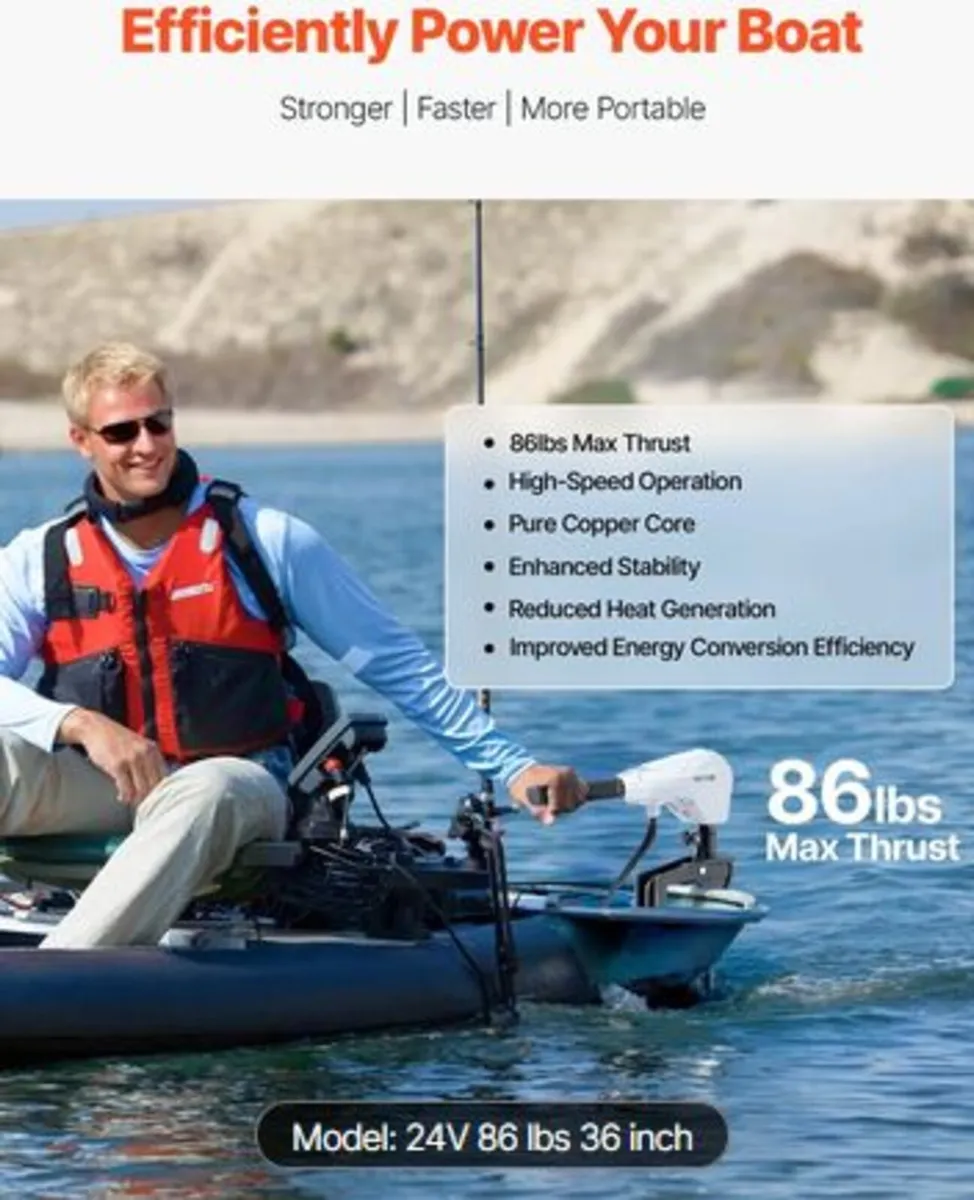 Electric Trolling Motor, Transom Mounted Outboard - Image 2