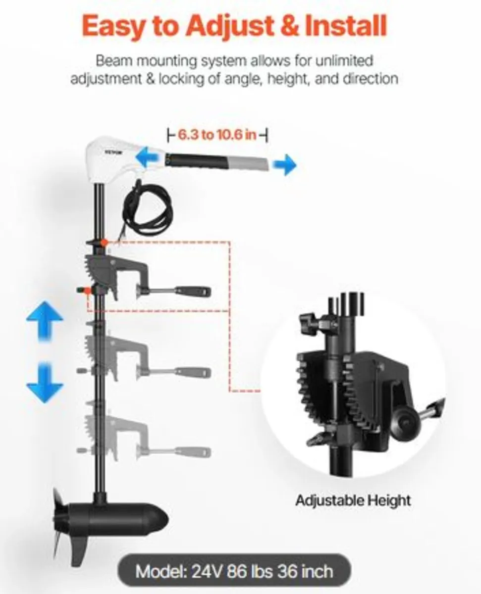 Electric Trolling Motor, Transom Mounted Outboard - Image 4