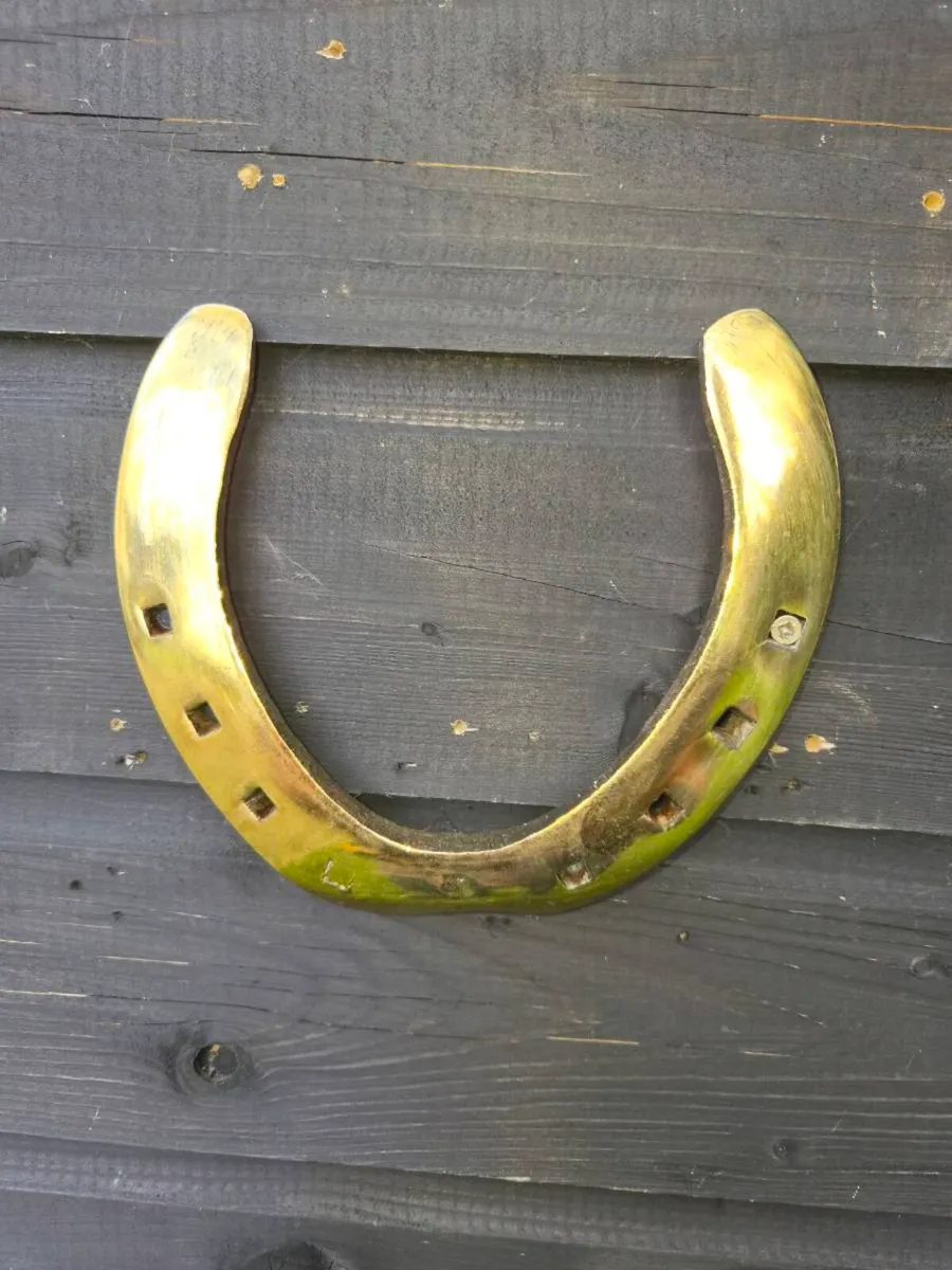 Old Belgium large  brass  horse  shoe - Image 1