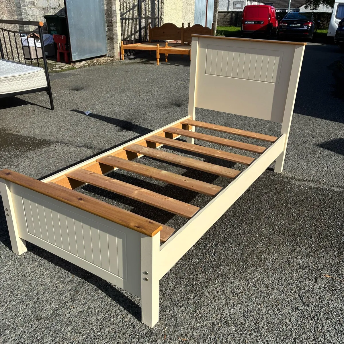Solid Pine & Cream bed frame - Image 3