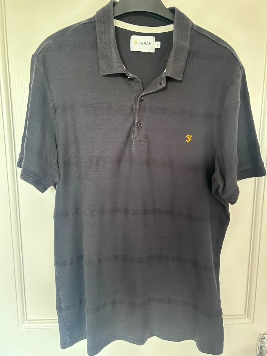 Mens Farah Black Polo size M - Image 1