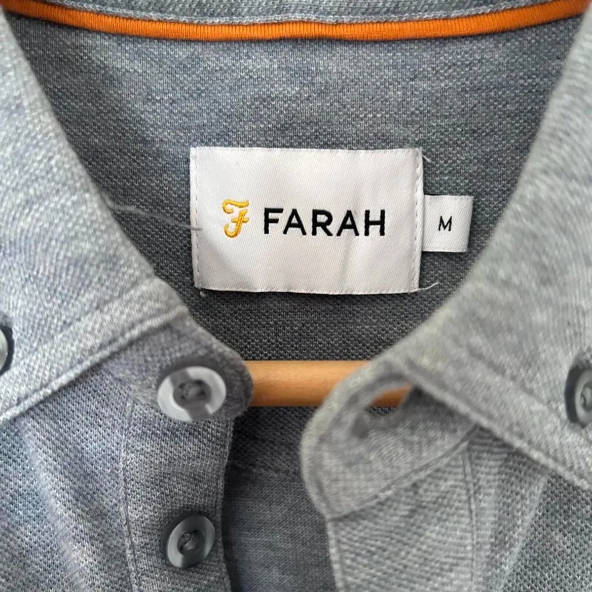 Farah Men's Blue and Grey Polo Shirt, size M-MINT! - Image 2