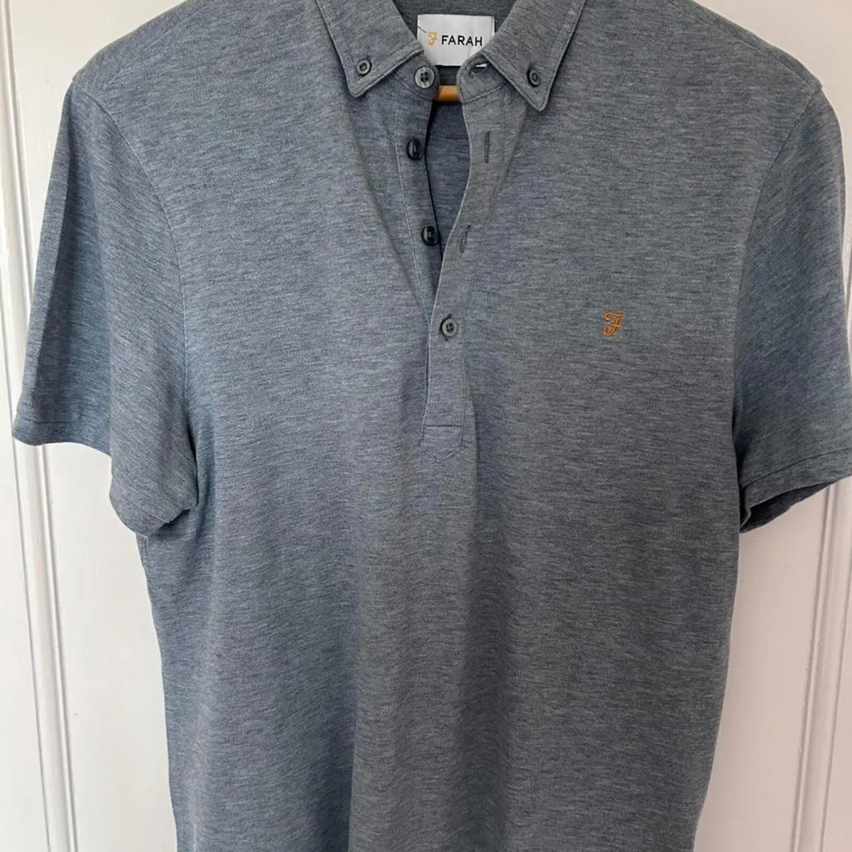 Farah Men's Blue and Grey Polo Shirt, size M-MINT! - Image 1