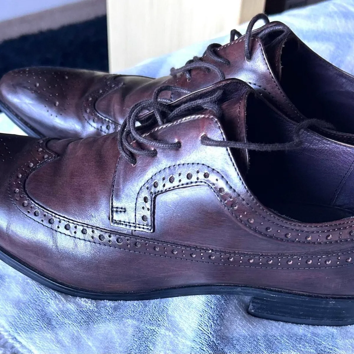 ALDO Men's Brown and Burgundy Brogues, Size 10/45 - Image 1