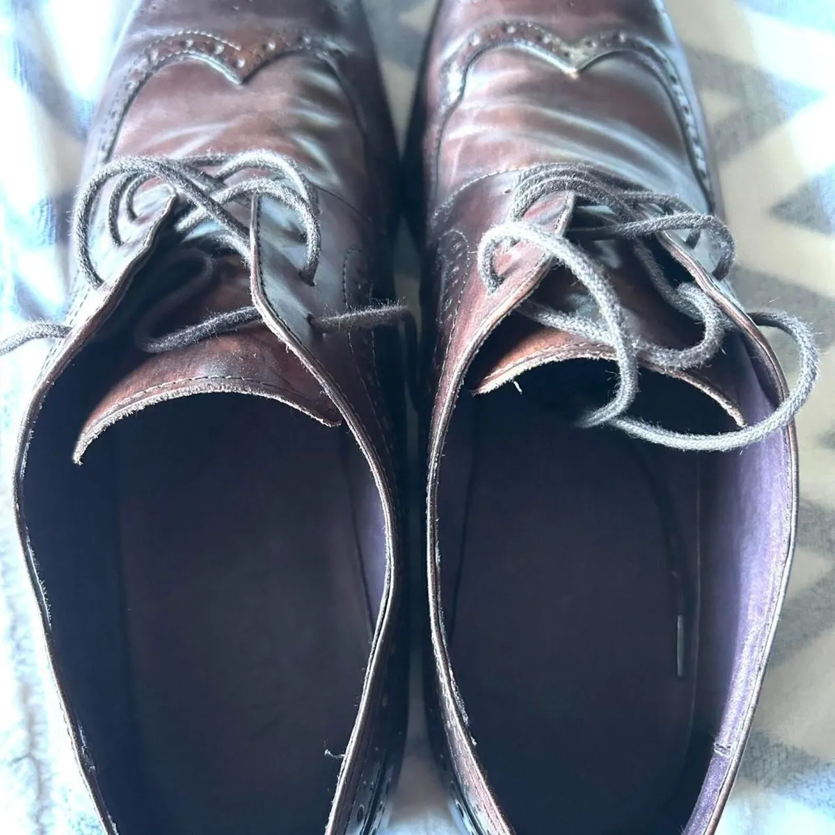 ALDO Men's Brown and Burgundy Brogues, Size 10/45 - Image 2