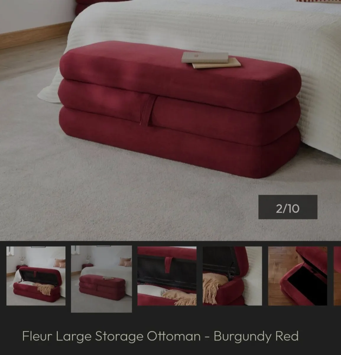 Storage Ottoman - Burgundy Red