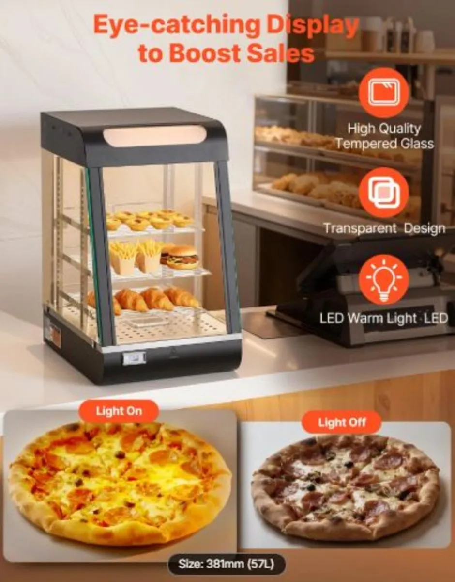 3-Tier Commercial Food Warmer Display, 800W Food - Image 3