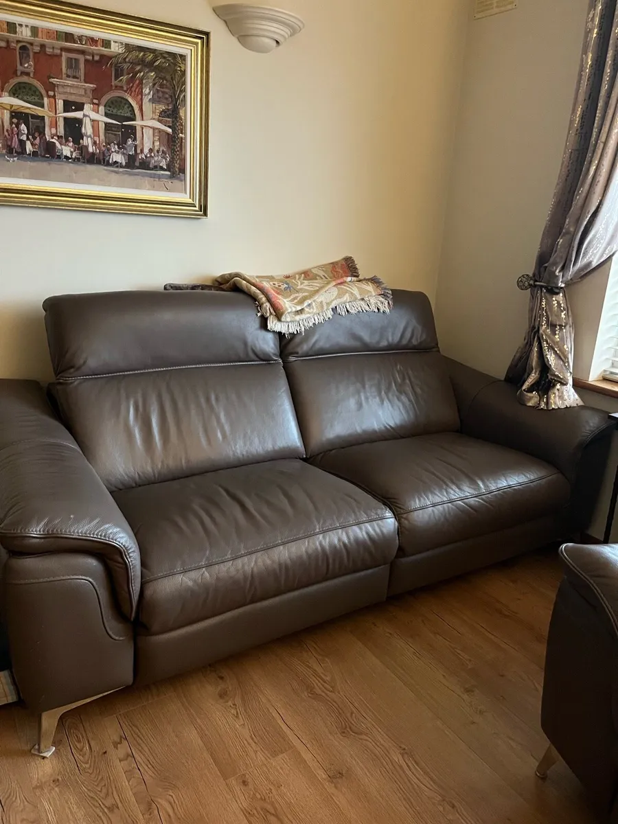 Leather recliner sofa - electric