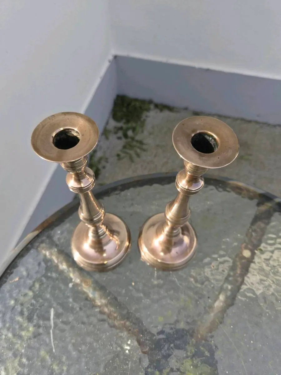 2 bronze  candle stick holders - Image 2