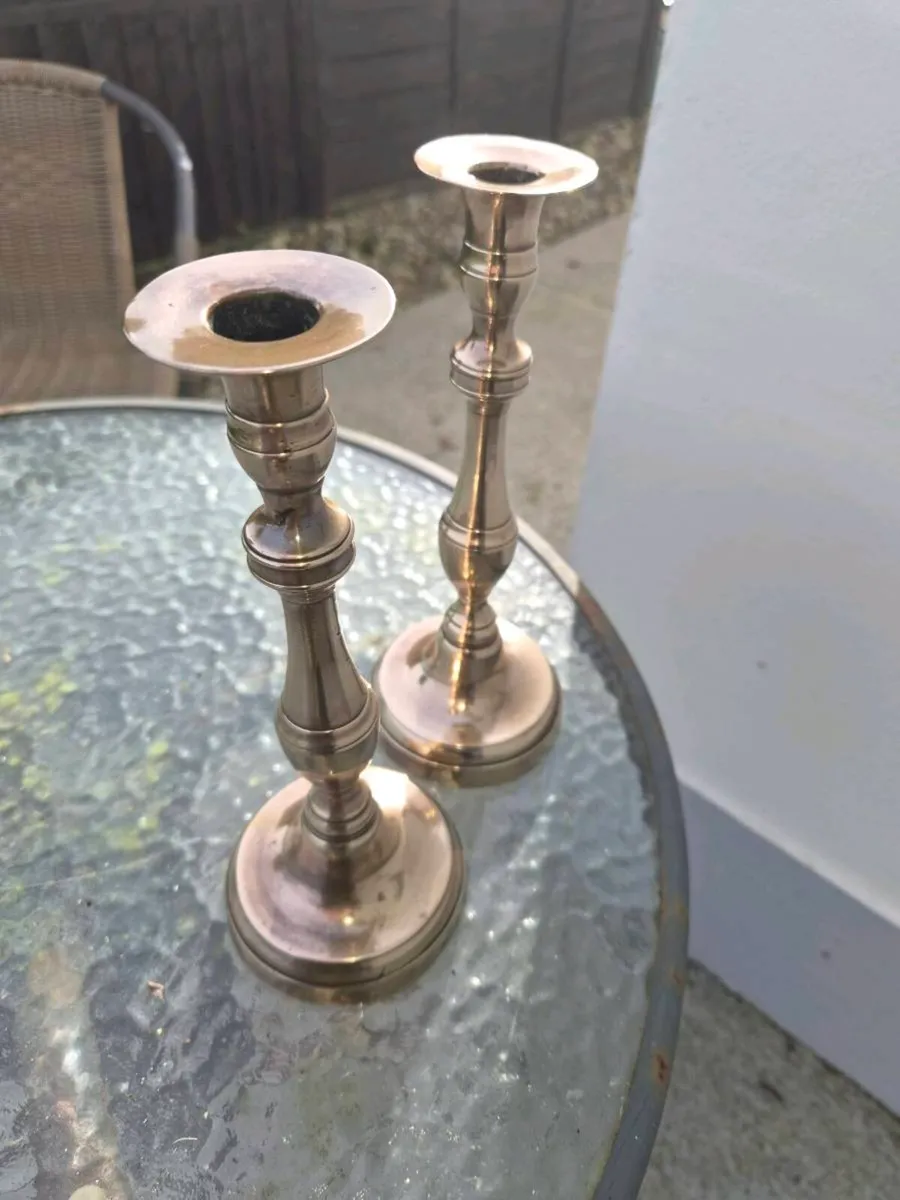 2 bronze  candle stick holders - Image 3