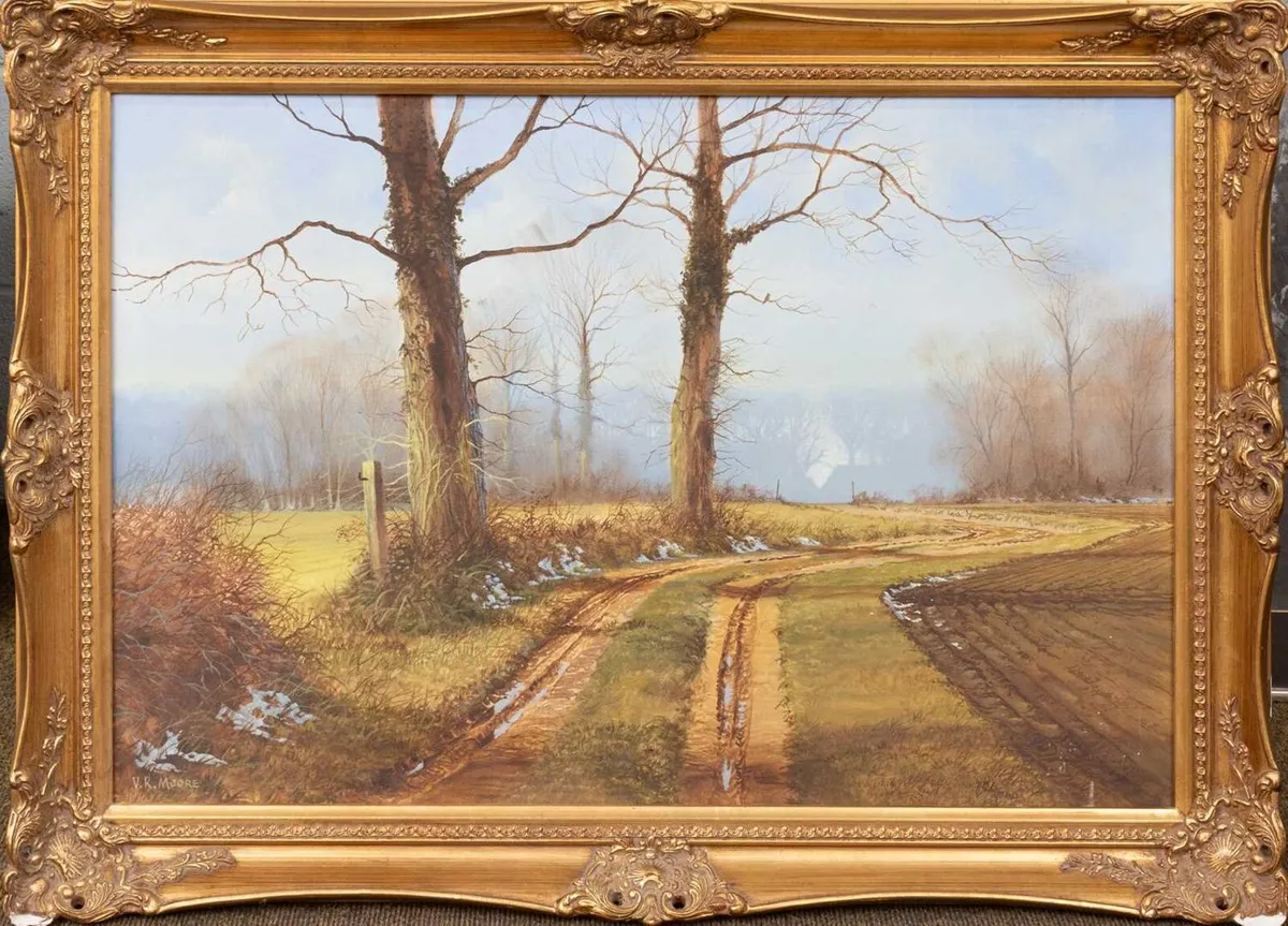 Signed Landscape Oil Painting - Ornate Gilt Frame - Image 1