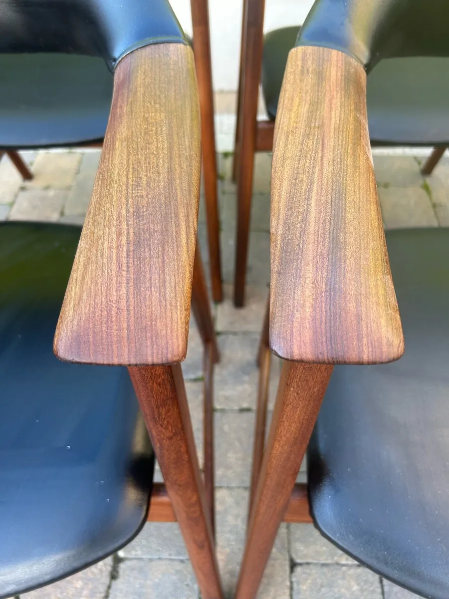 Mid century solid teak dining table chairs - Image 3