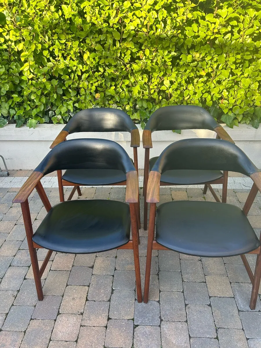 Mid century solid teak dining table chairs - Image 4
