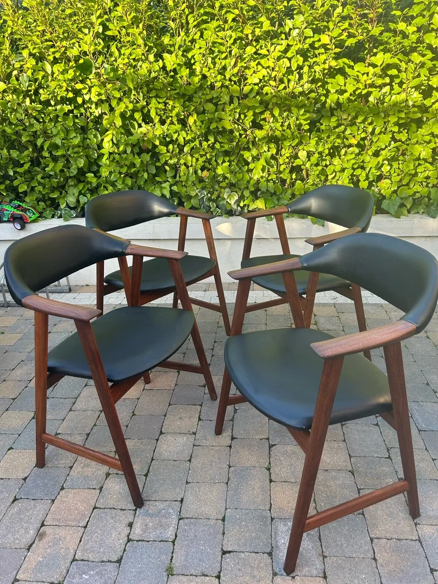 Mid century solid teak retro dining chairs - Image 1