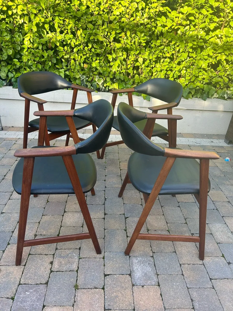 Mid century solid teak retro dining chairs - Image 3