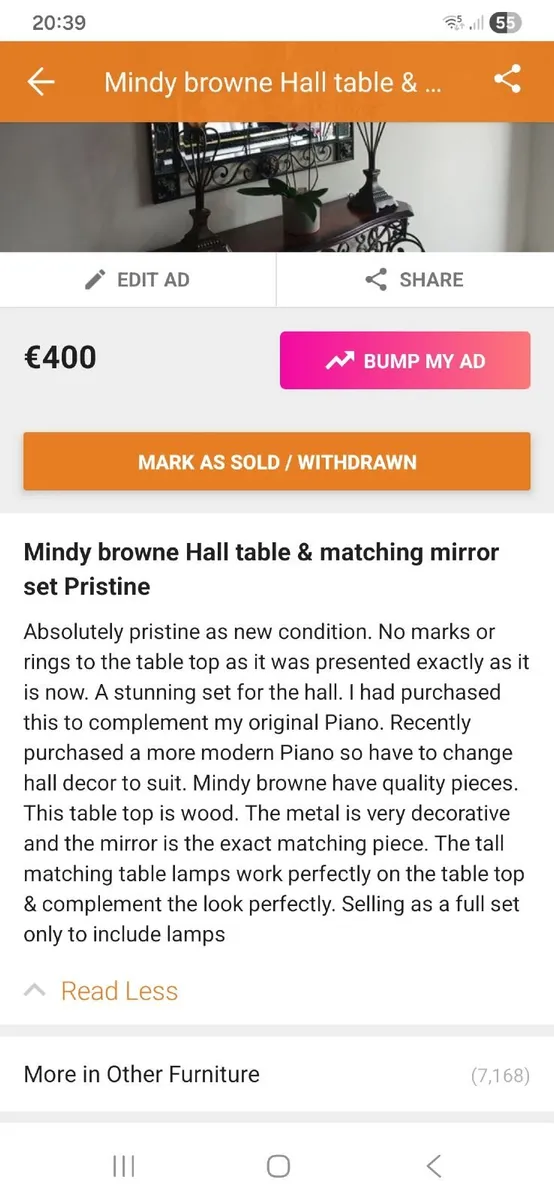 Mindy browne hall table & matching mirror - Image 2