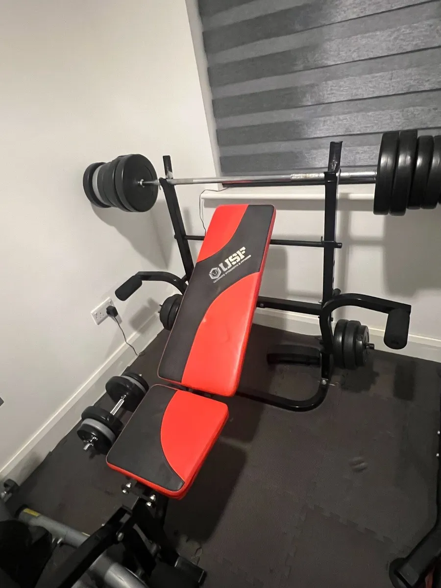 Home Gym Weight Bench and Weights - Image 4