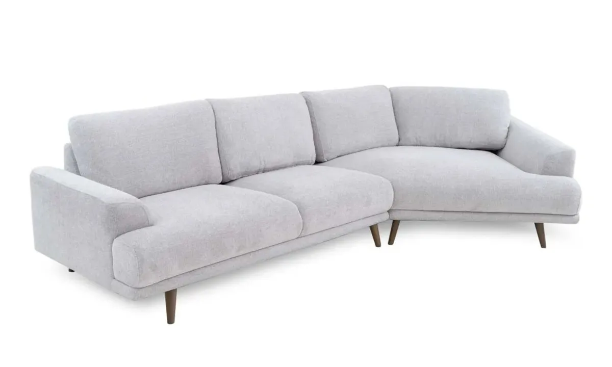 5 Seater Stone Grey Fabric Corner Sofa - Image 1