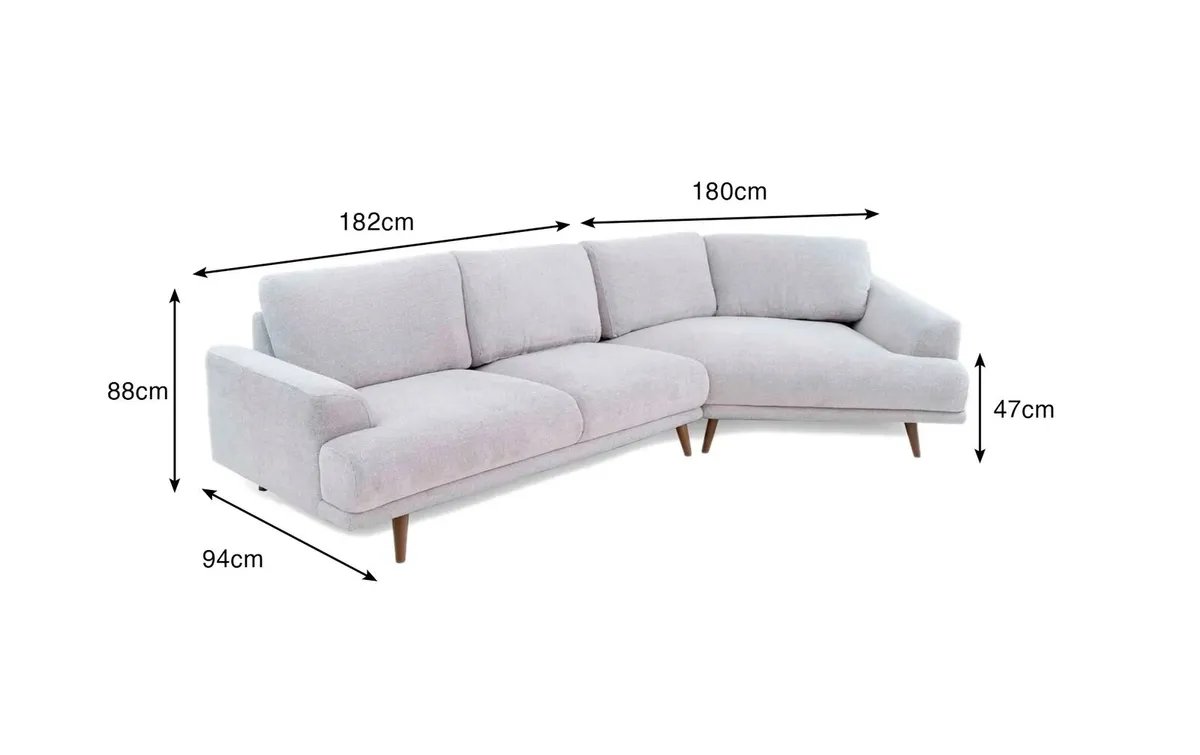 5 Seater Stone Grey Fabric Corner Sofa - Image 2