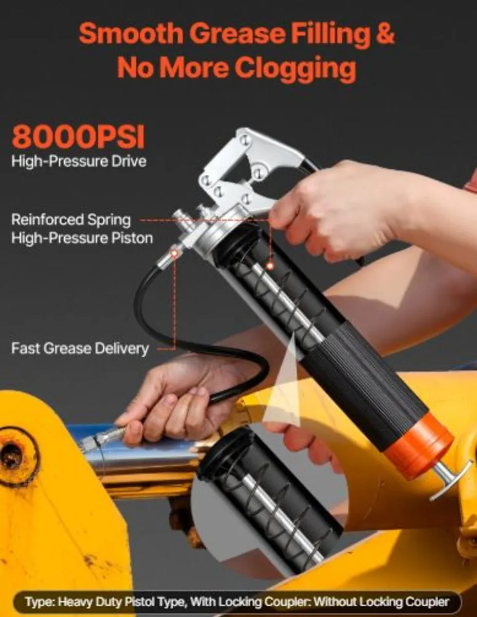 Grease Gun, 8000 PSI High Pressure, Heavy Duty - Image 2