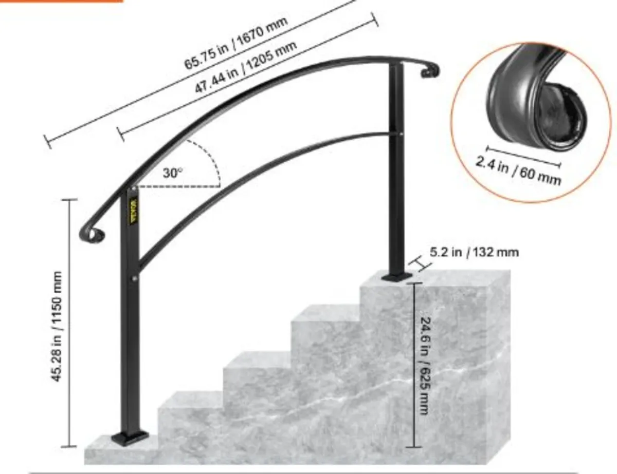 Handrails for Outdoor Steps, Fit 1 or 5 Steps - Image 4