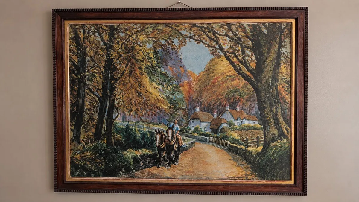 Large Framed Vintage Landscape Painting