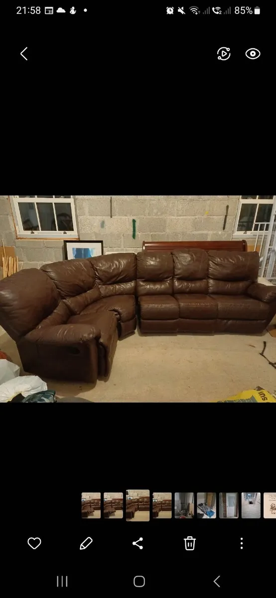Brown L Shaped leather sofa - Image 1