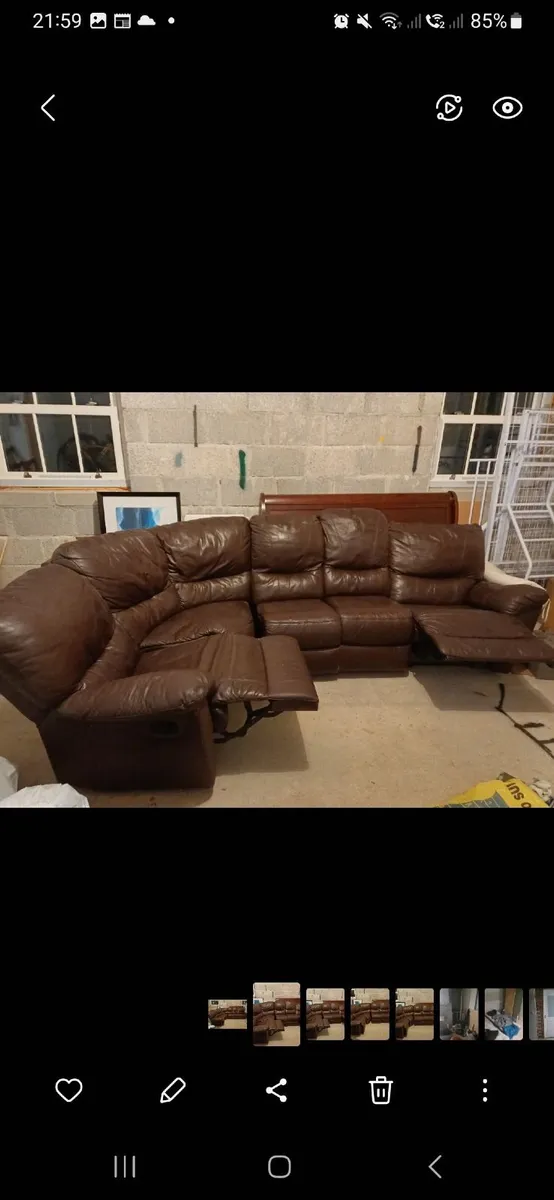 Brown L Shaped leather sofa - Image 2