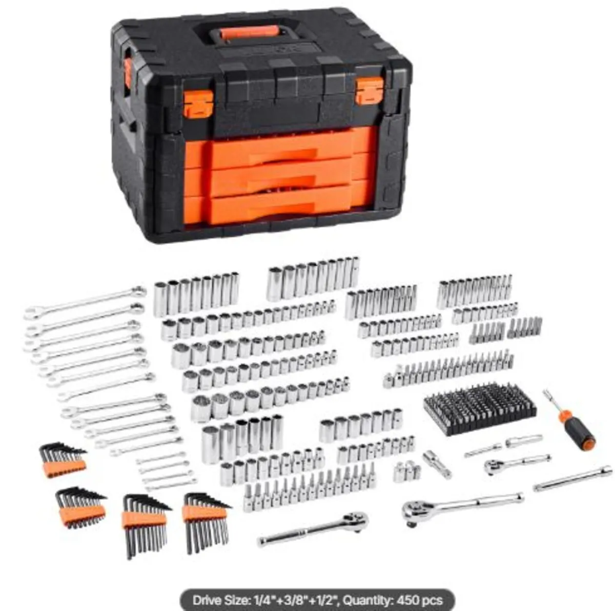 Mechanics Tool Set and Socket Set,450 Pcs, 6.4,9.5 - Image 4