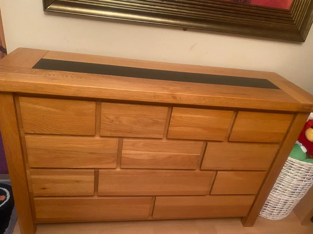 Frank McGowan Oak Sideboard with black glass inset - Image 4