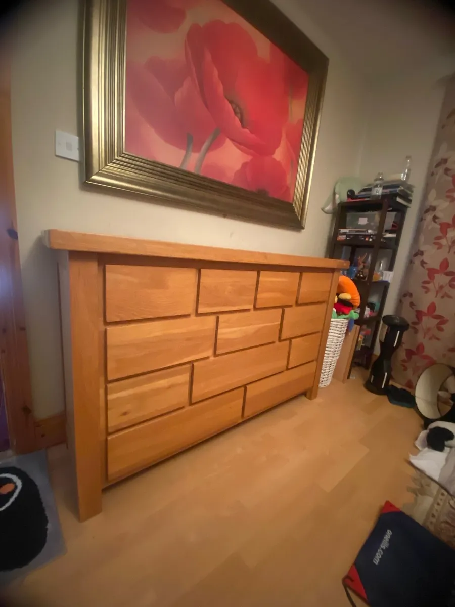 Frank McGowan Oak Sideboard with black glass inset - Image 2