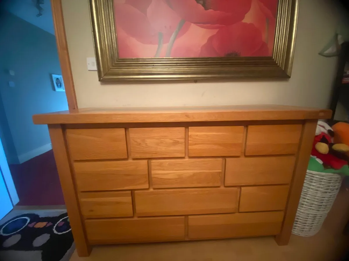 Frank McGowan Oak Sideboard with black glass inset - Image 3