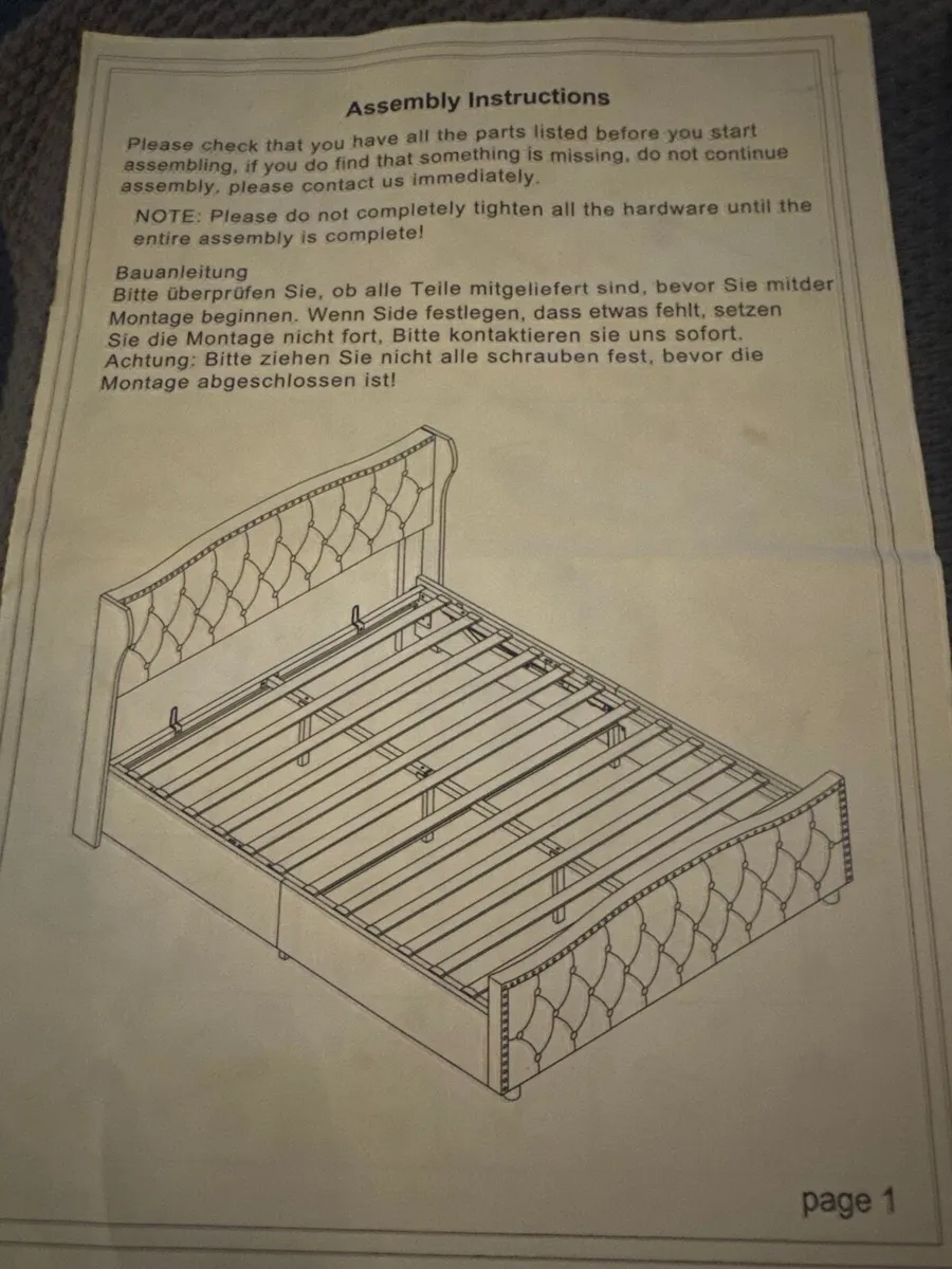 Bed European Double with Gas Lift-Self Assembly - Image 1