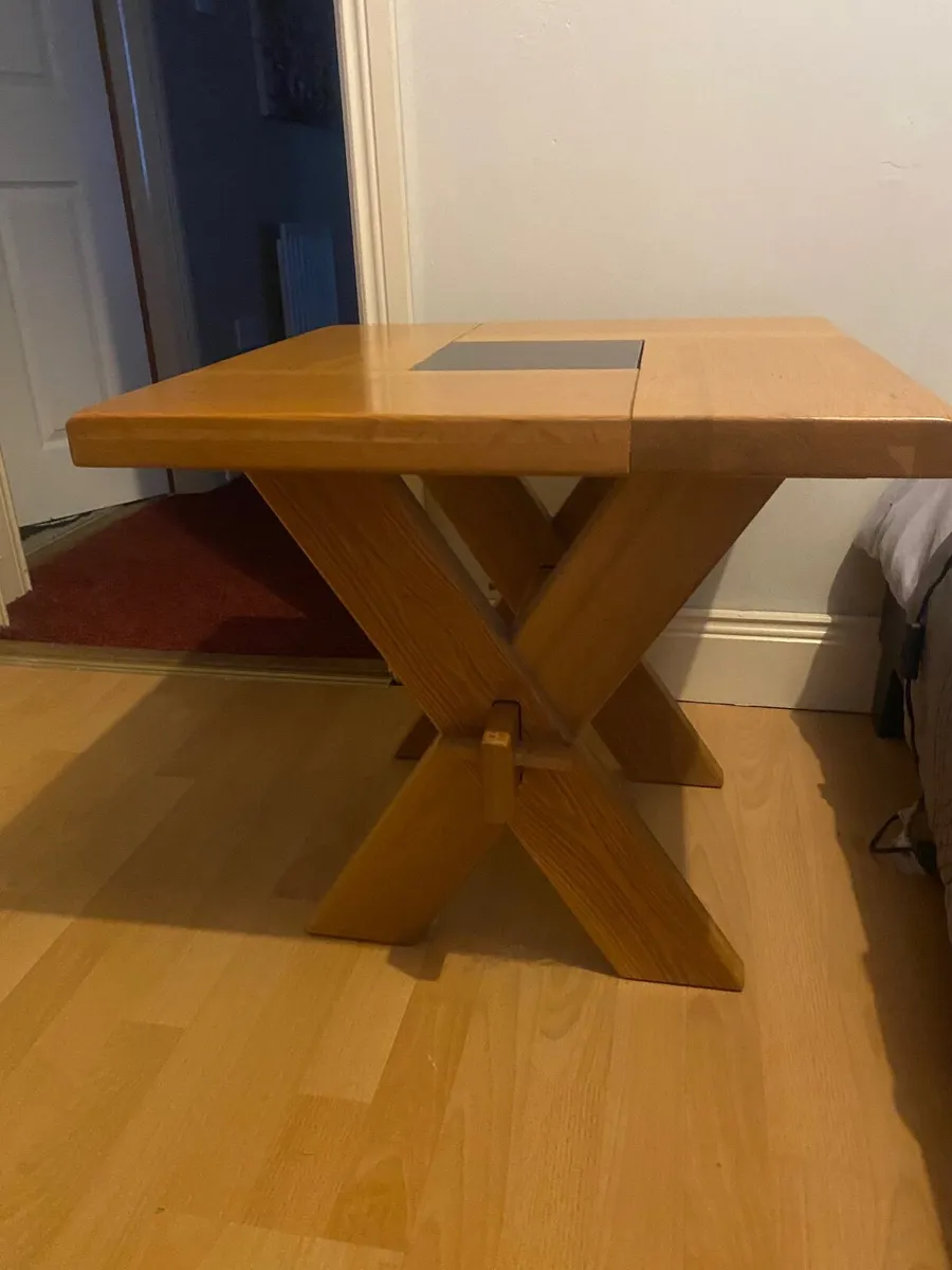 Frank McGowan Oak Table with black glass centre - Image 2