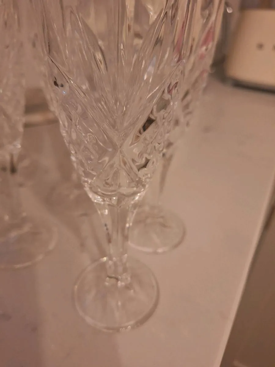 6 x Tipperary Crystal Champagne Glasses - Image 2