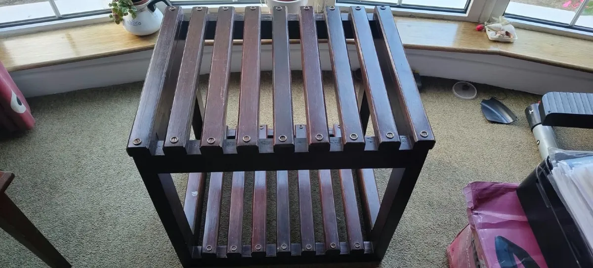 Vintage Solid Mahogany Luggage Rack - Image 2