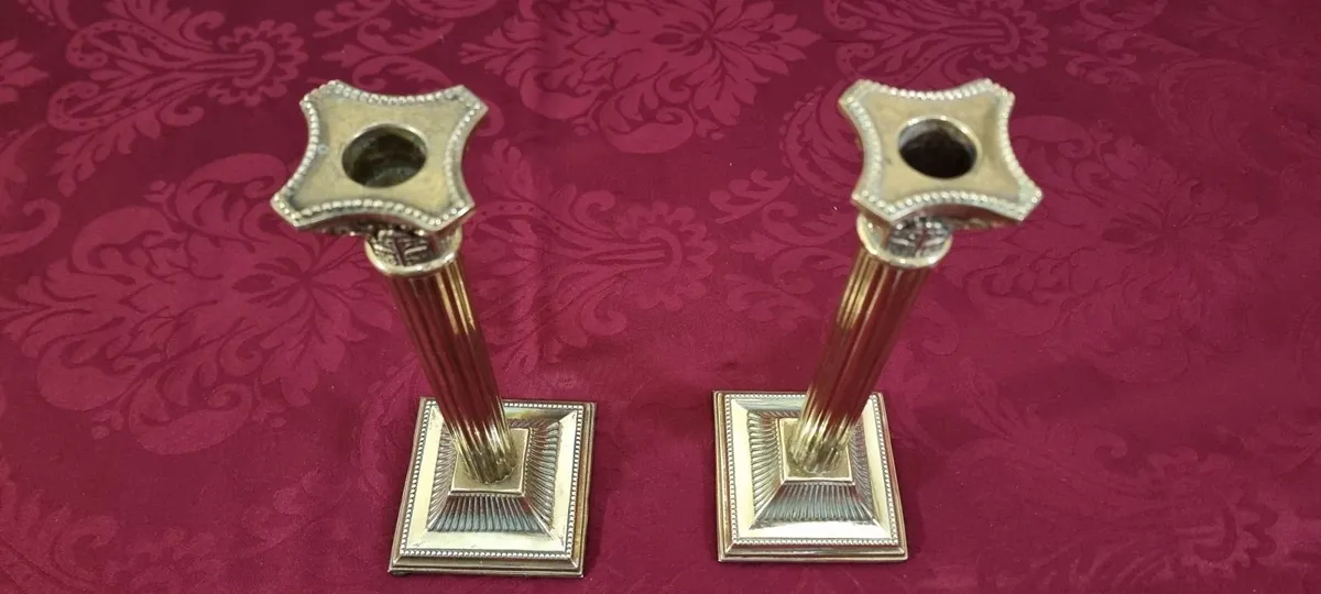 Solid Brass Art Deco Corinthian Column Candlestick - Image 3