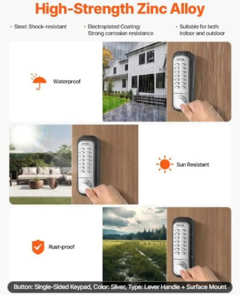 Mechanical Keyless Entry Door Lock, 14 Key - Image 4