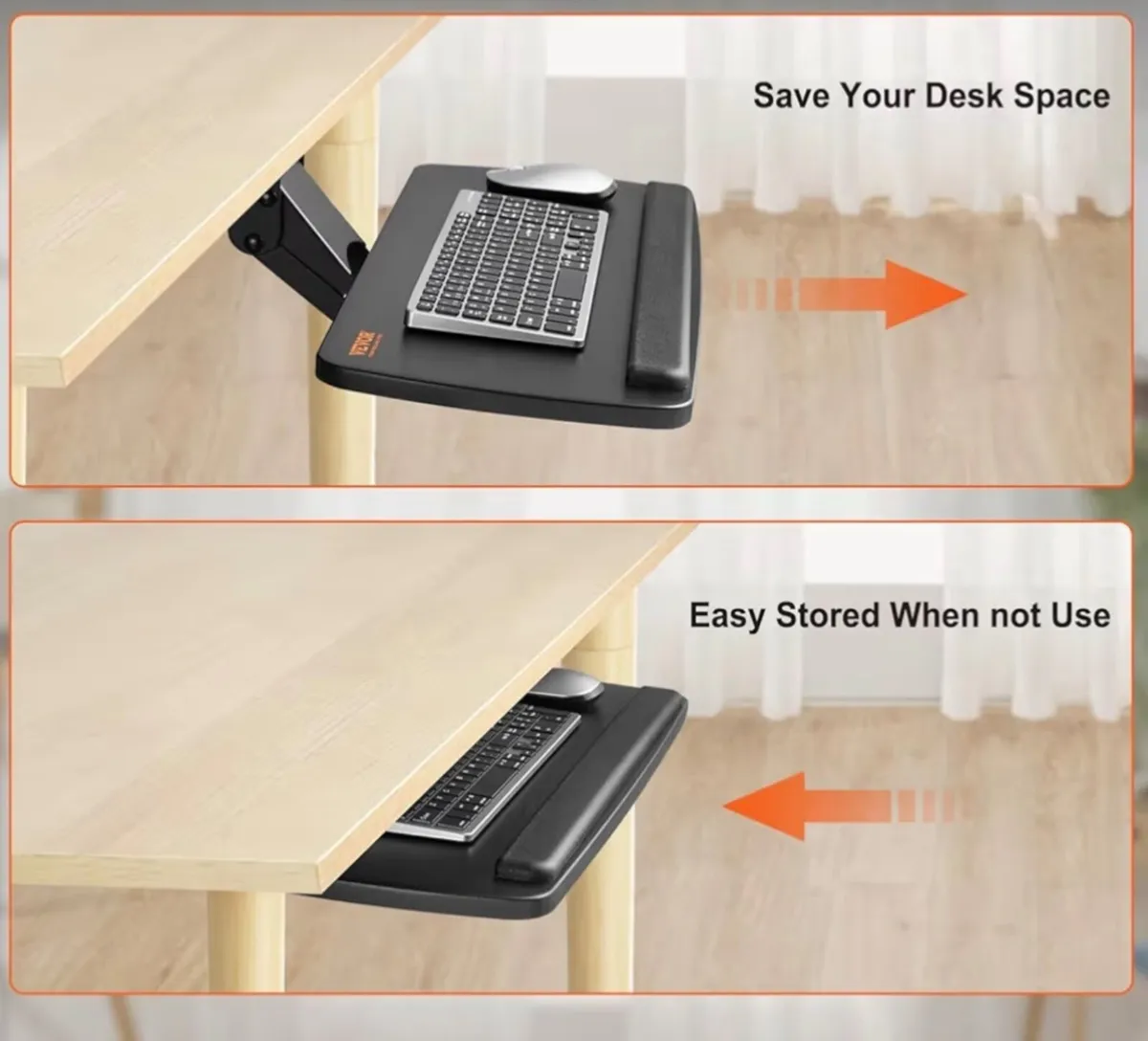 VEVOR Under-Desk Ergonomic Keyboard Tray (Adjustab - Image 4