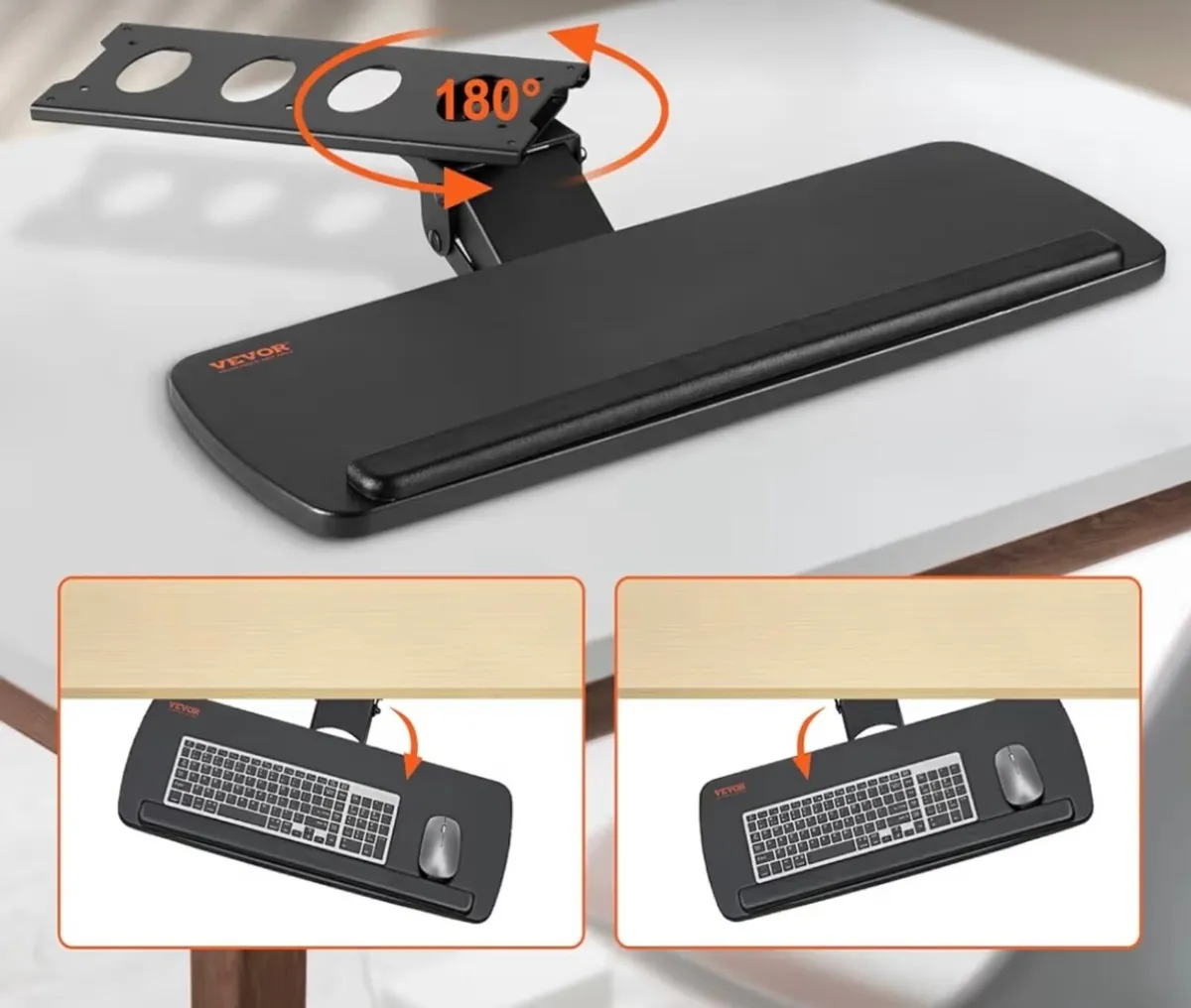 VEVOR Under-Desk Ergonomic Keyboard Tray (Adjustab - Image 2