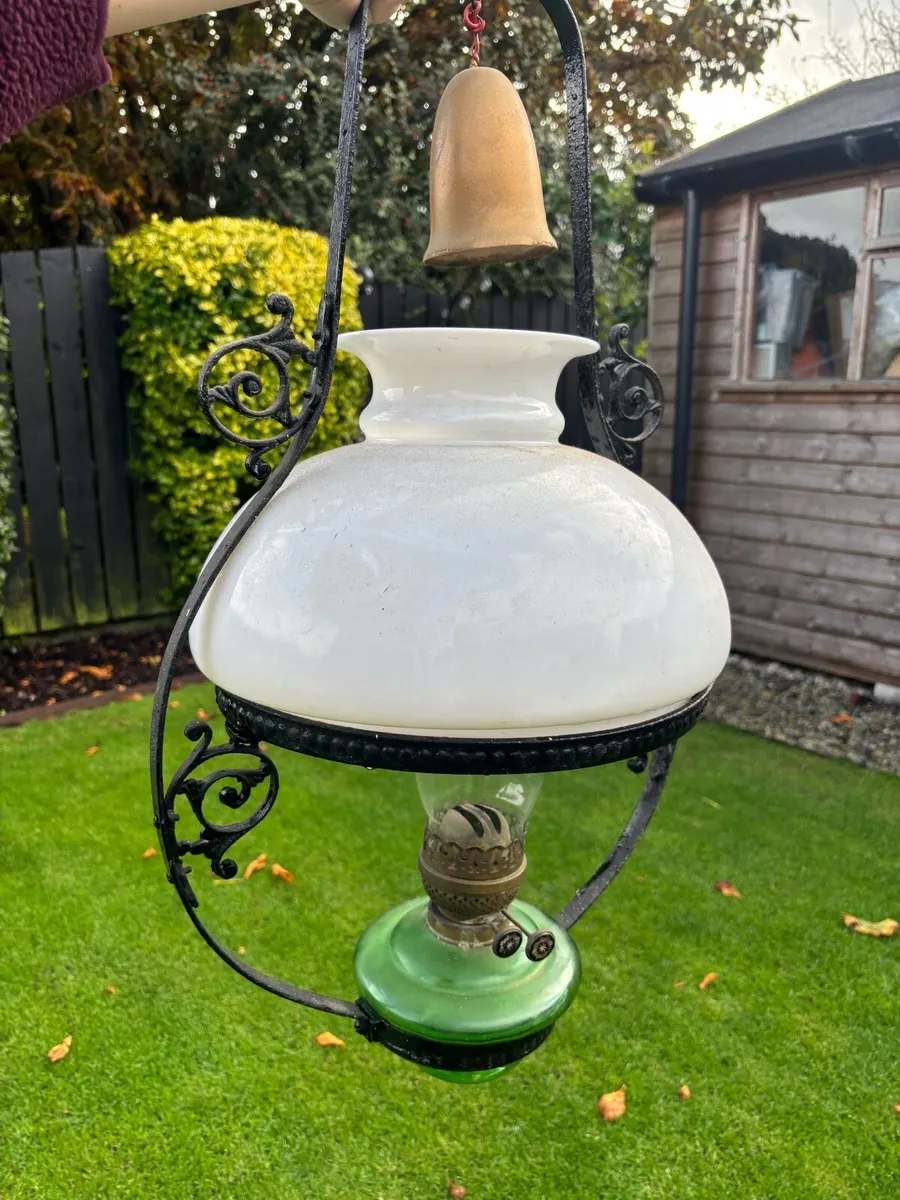 Antique hanging oil lamp