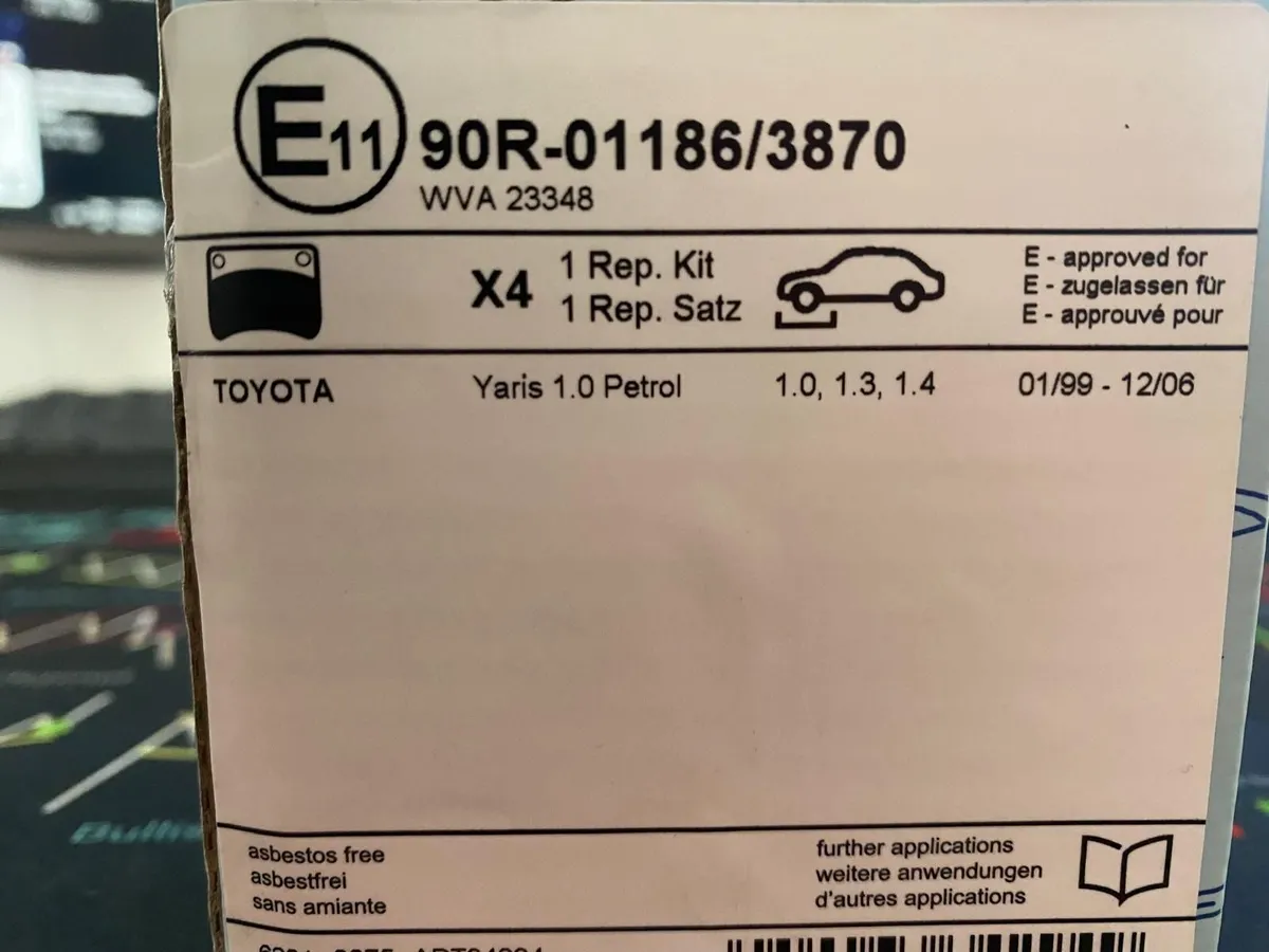 Toyota Yaris Front Brake Pads - Image 3