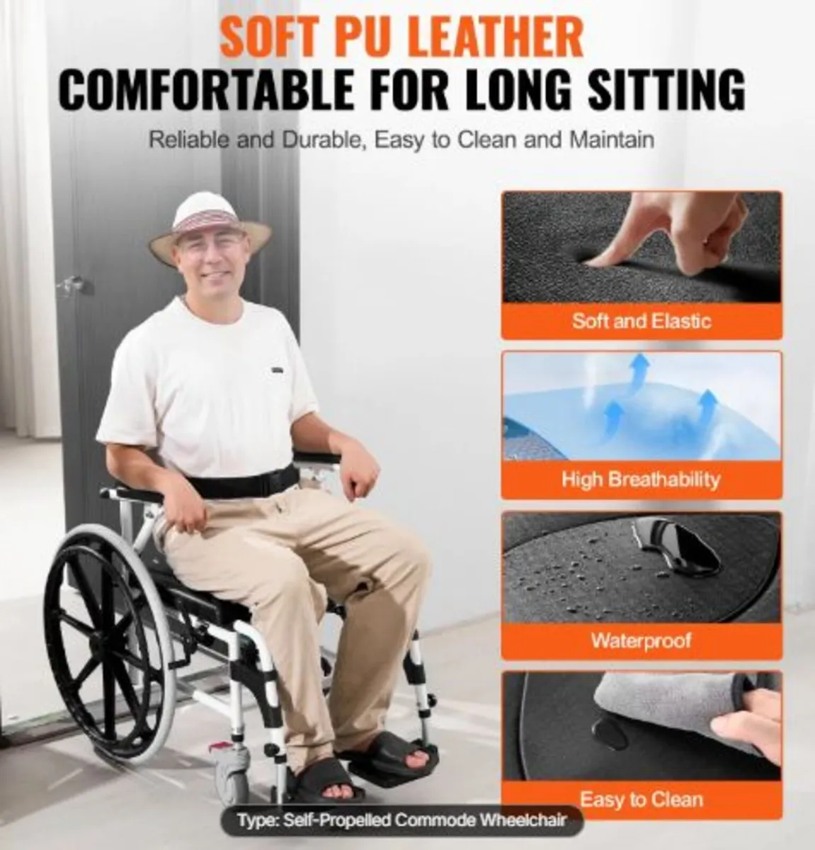 Shower Wheelchair 17.5in/44.5 cm Al Alloy Commode - Image 3