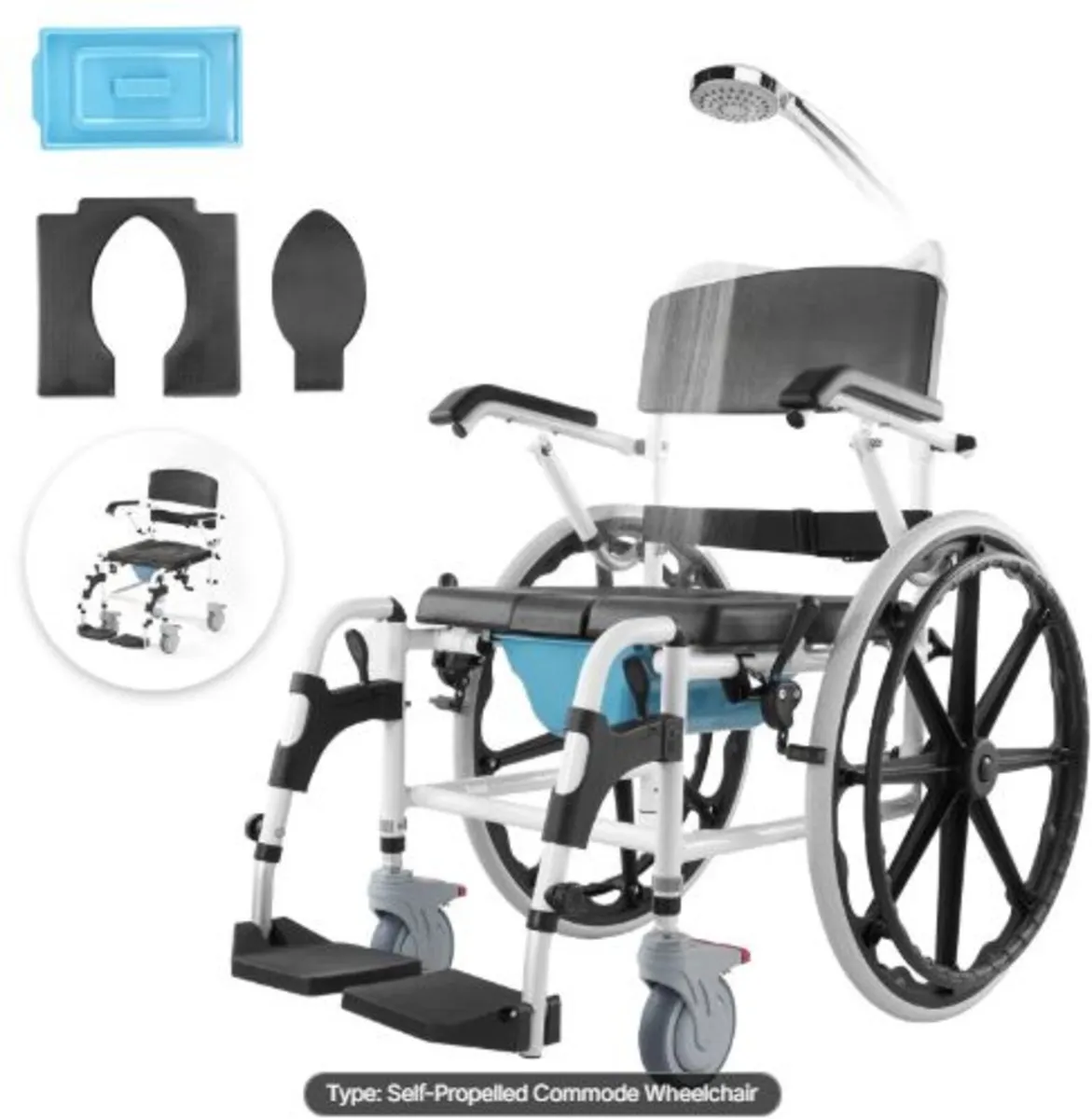 Shower Wheelchair 17.5in/44.5 cm Al Alloy Commode - Image 1