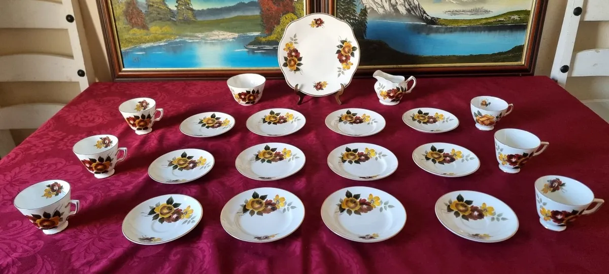 21 Pc. Royal Tara Irish Bone China Floral Tea Set - Image 4