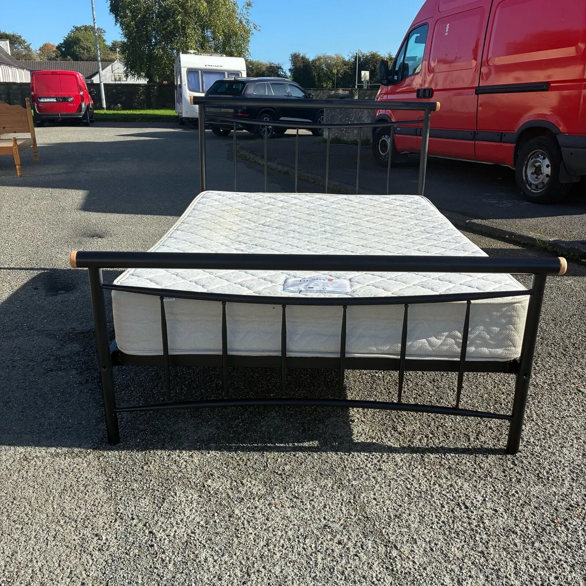 Black double bed frame & Respa mattress - Image 1