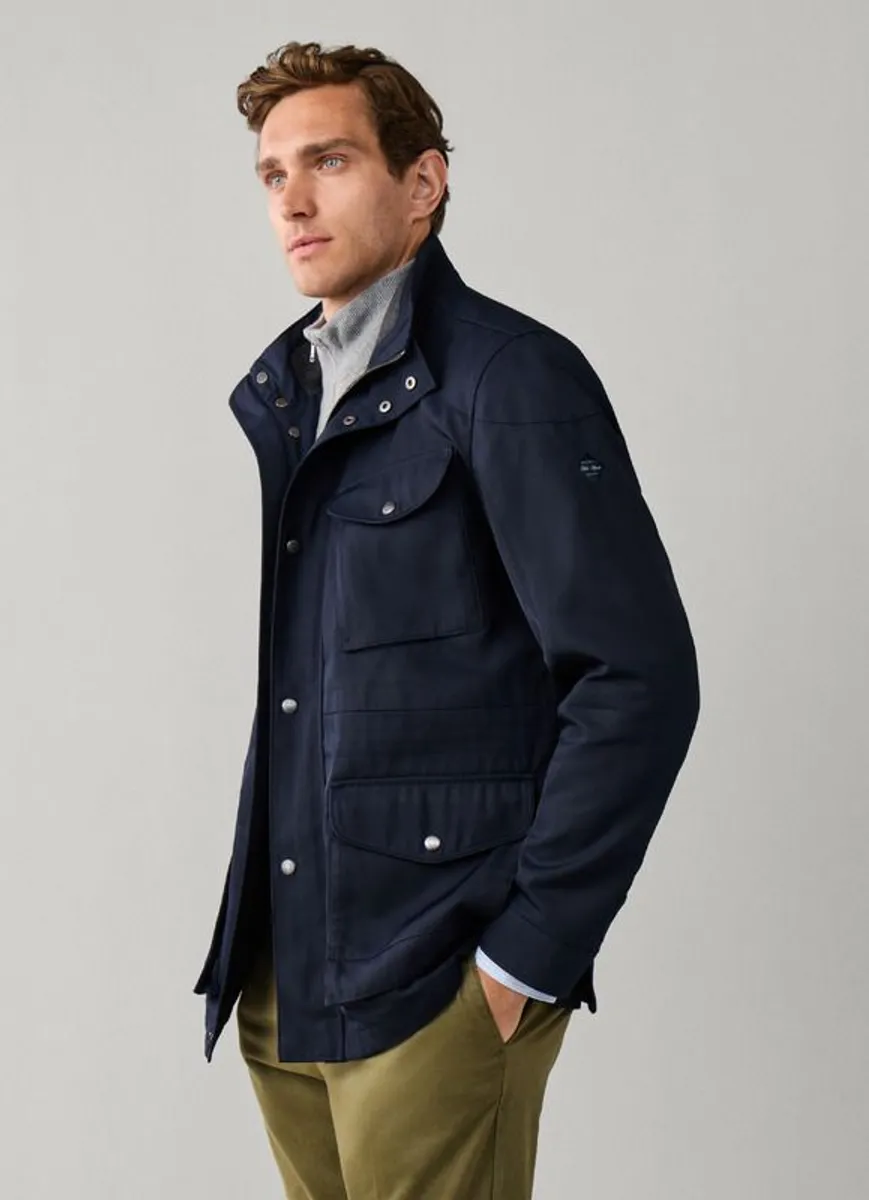 Men's Hackett Winter Velospeed Jacket Blue Size Medium Water Resistant Coat - Image 1