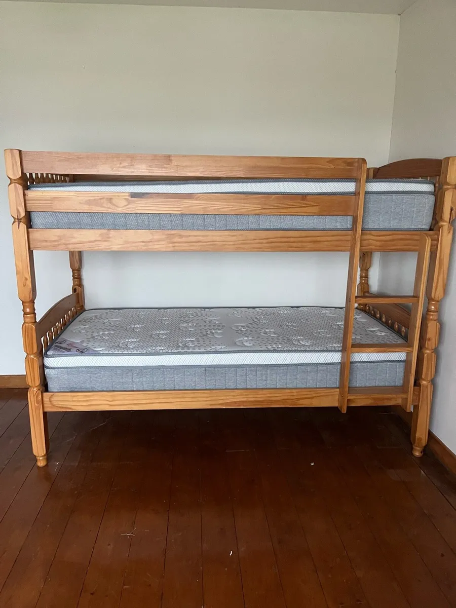 Pair of Bunkbeds - solid pine with 4 mattresses - Image 1