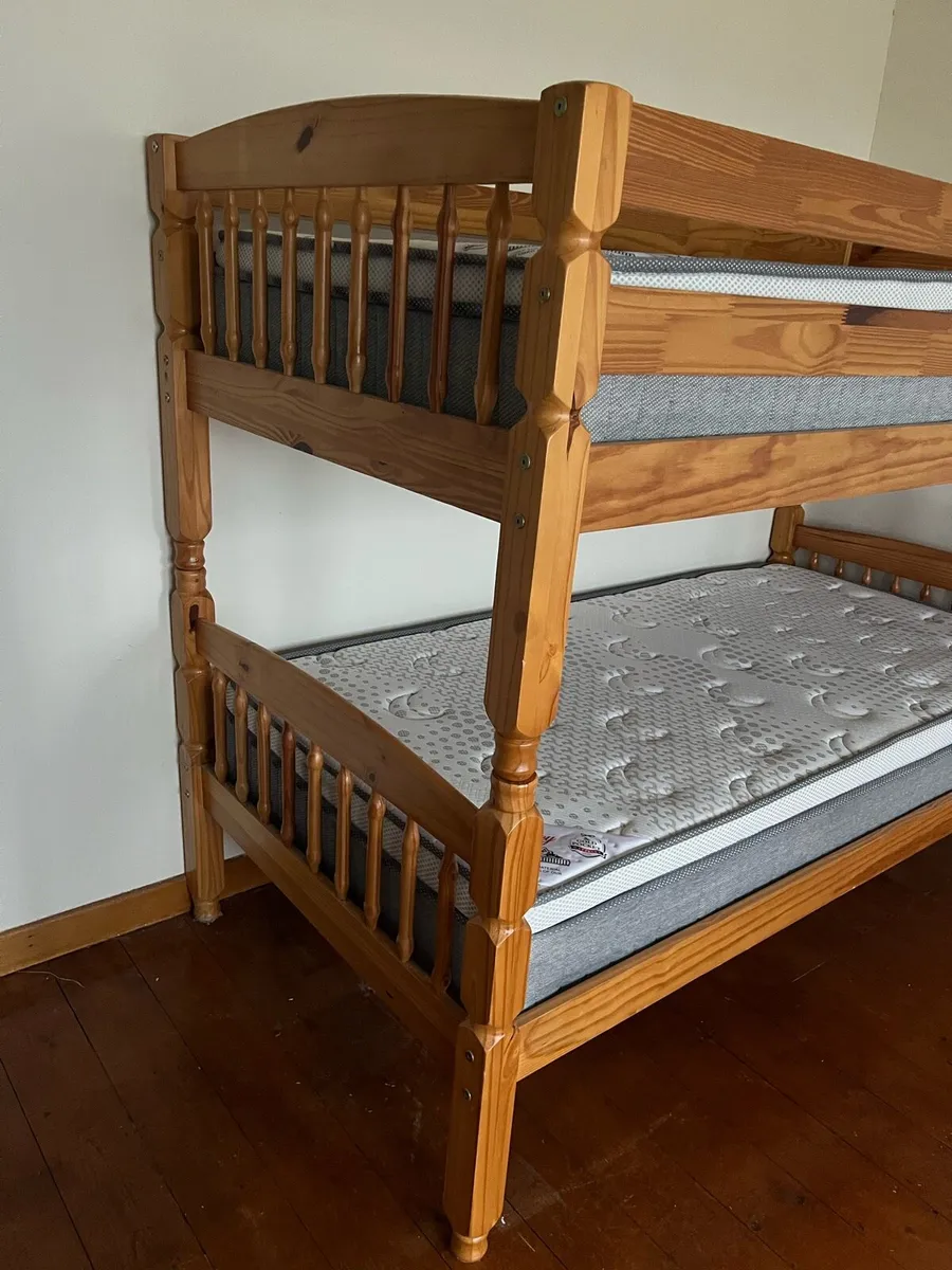 Pair of Bunkbeds - solid pine with 4 mattresses - Image 2